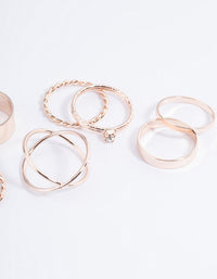 Rose Gold Thick & Diamante Ring 8-Pack - link has visual effect only