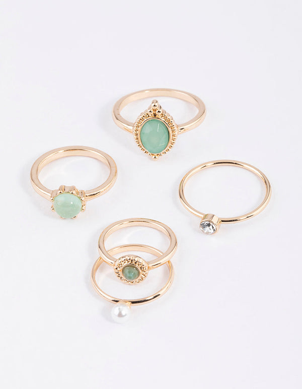 Gold Ornate Oval Ring 5-Pack