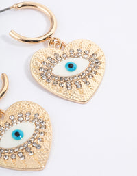 Gold Evil Eye Heart Earrings - link has visual effect only