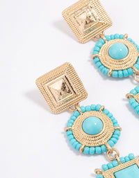 Gold Beaded Square Drop Earrings - link has visual effect only