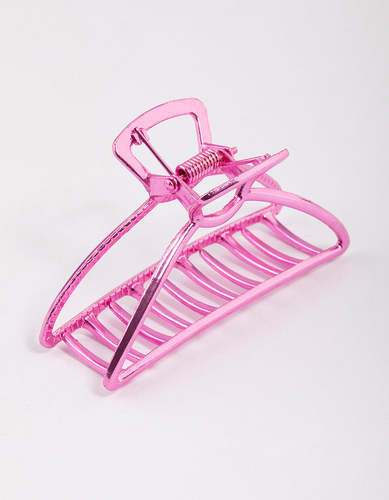 Coated Pink Outline Claw Clip