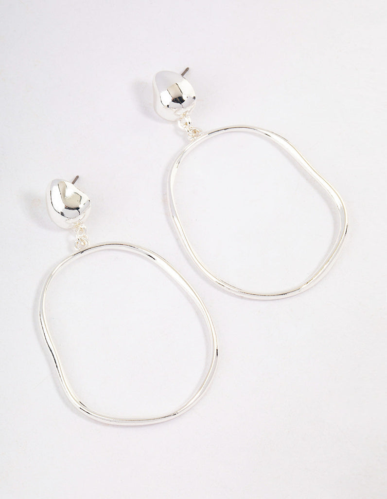 Silver Plated Doorknocker Circle Earrings