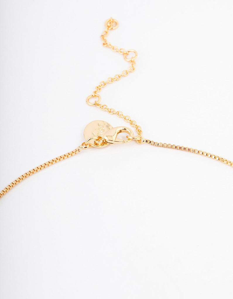 Gold Plated Box Chain Drop Necklace