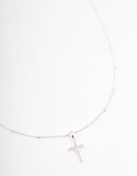 Silver Plated Cubic Zirconia Pave Cross Necklace - link has visual effect only