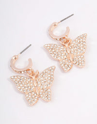 Rose Gold Diamante Butterfly Huggie Earrings - link has visual effect only