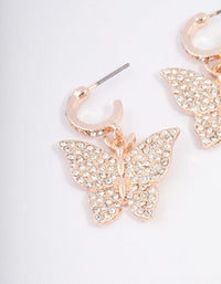 Rose Gold Diamante Butterfly Huggie Earrings - link has visual effect only