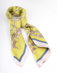 Green Fabric Chain Link Scarf - link has visual effect only