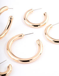 Gold Puffy Mixed Hoop Earrings Pack - link has visual effect only