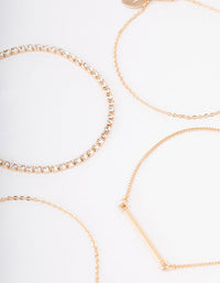 Gold Ball Diamante Chain Bracelet 4-Pack - link has visual effect only