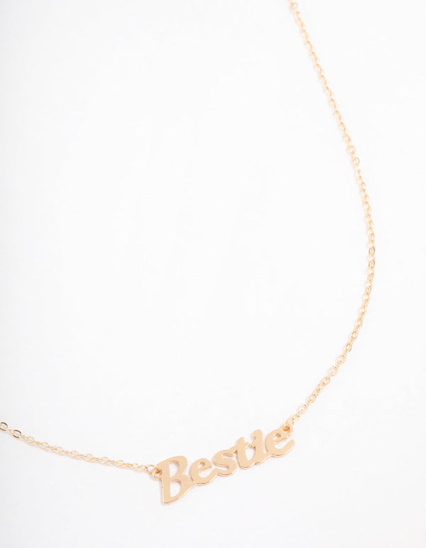 Gold Bestie Script Necklace