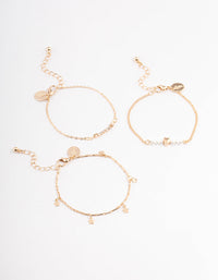 Gold Heart Dainty Bracelet Pack - link has visual effect only