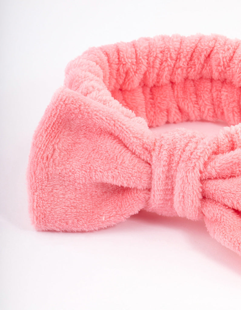 Pink Bow Fluffy Headband