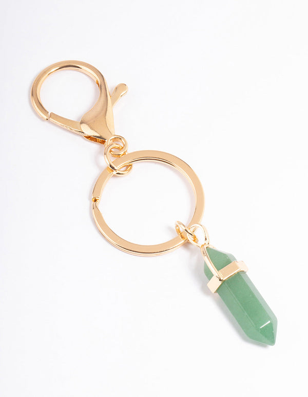 Gold Green Aventurine Key Ring