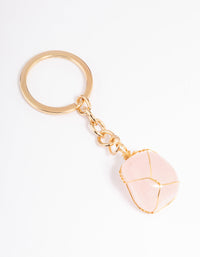 Gold Rose Quartz Stone Key Ring - Lovisa