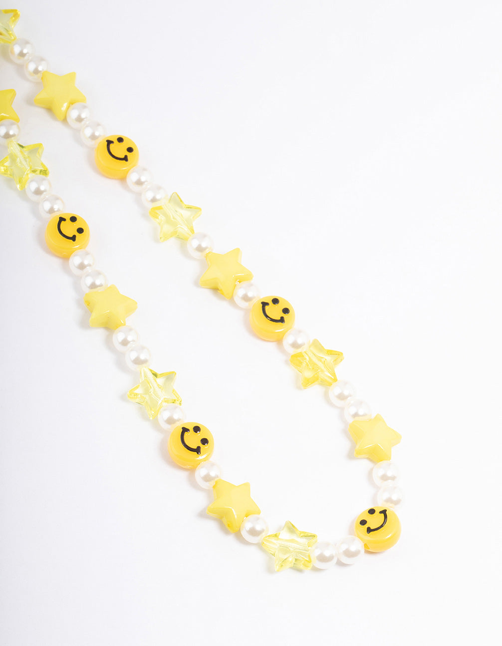 Pearl Smiley & Star Motif Phone Strap