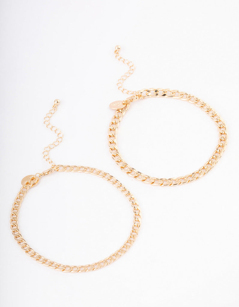 Gold Mixed Chunky Cable Anklet Pack