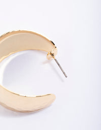 Gold Plated Brass Wide Hammered Hoop Earrings - link has visual effect only