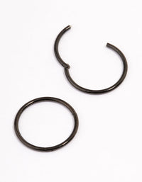 Black Coated Surgical Steel Fine Sleeper Earrings 10mm - link has visual effect only