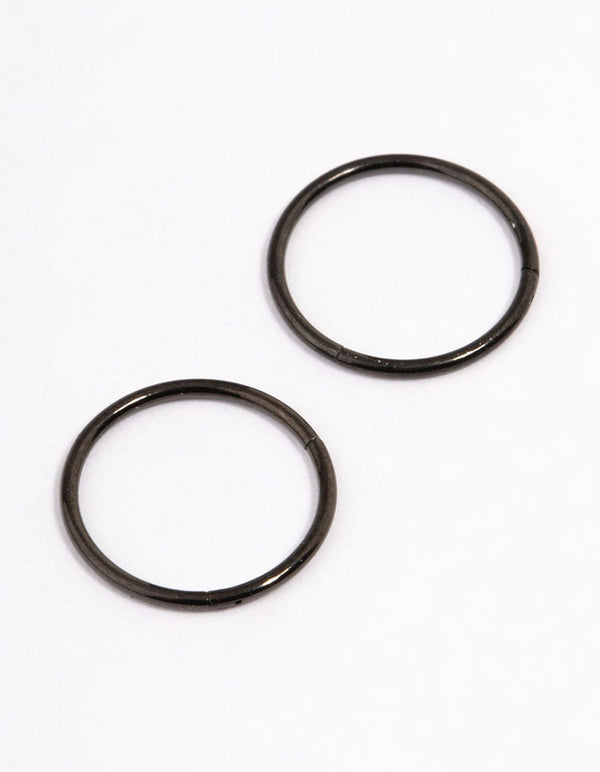 Black Coated Surgical Steel Fine Sleeper Earrings 10mm