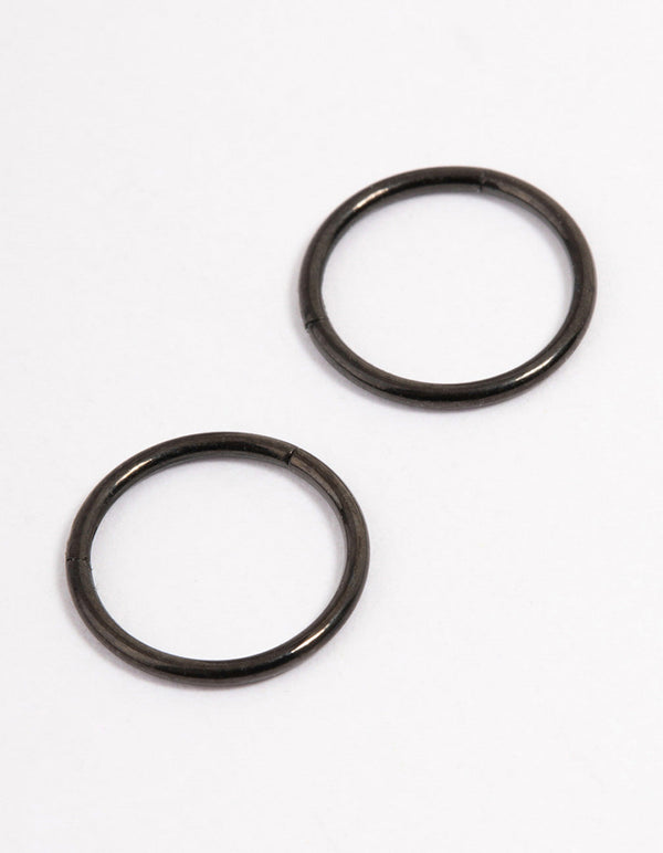 Black Coated Surgical Steel Fine Sleeper Earrings 8mm