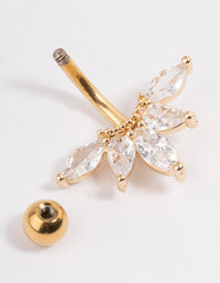 Gold Plated Surgical Steel Cubic Zirconia Marquise Fan Belly Ring - link has visual effect only