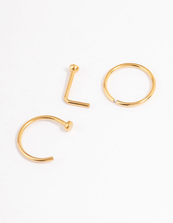 Gold Plated Titanium Basic Nose Ring Pack
