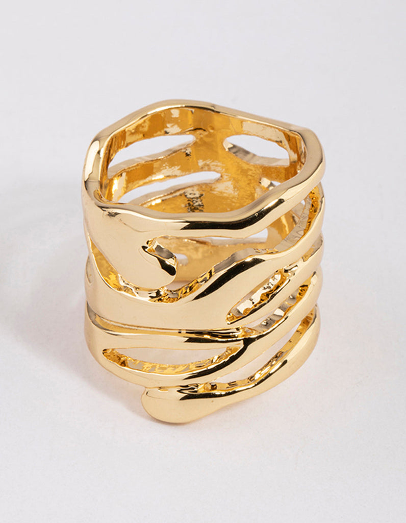 Gold Plated Molten Layered Ring