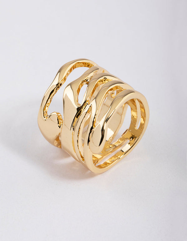 Gold Plated Molten Layered Ring - Lovisa
