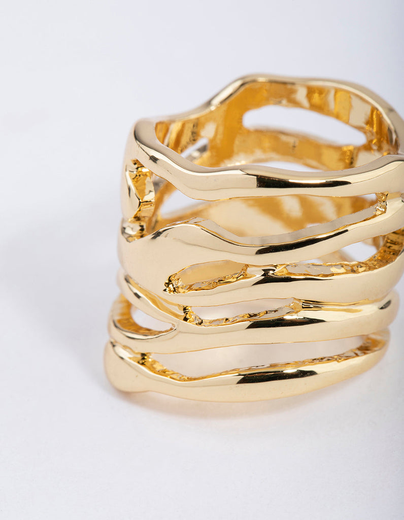 Gold Plated Molten Layered Ring