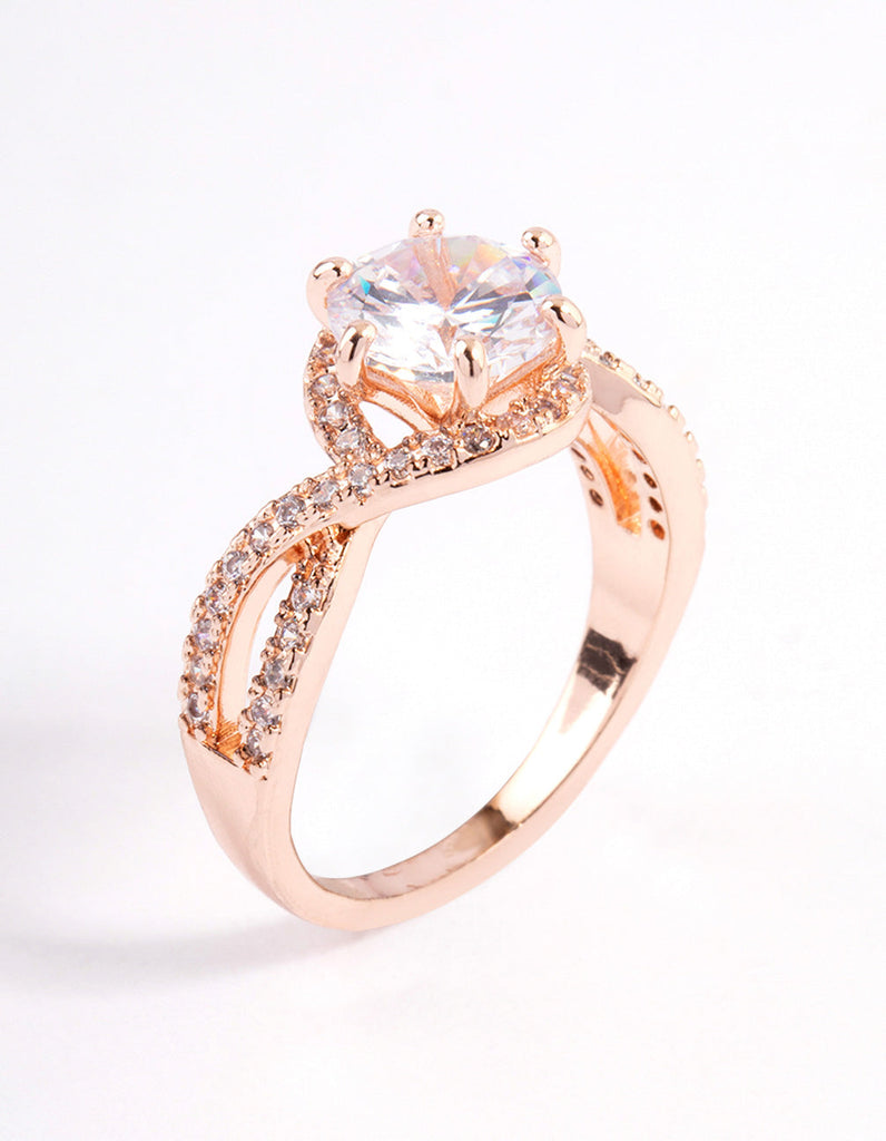 Rose Gold Round Infinity Halo Ring