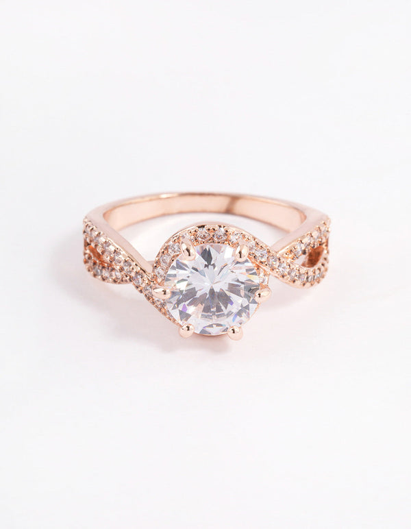 Rose Gold Round Infinity Halo Ring