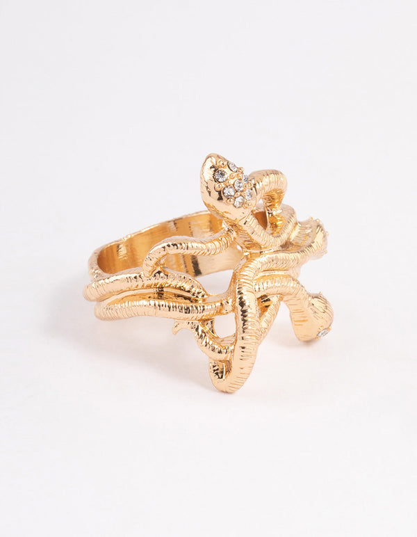 Gold Twisted Snake Ring