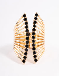 Black Ribbed Cage Ring - link has visual effect only