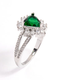 Silver Emerald Triangular Flare Ring - link has visual effect only