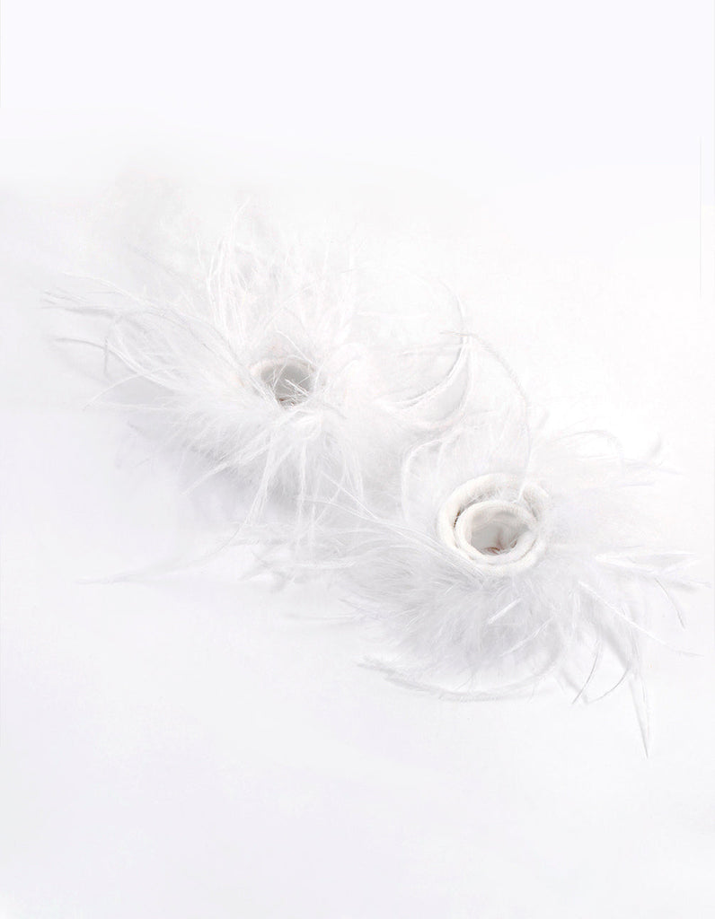 White Feathered Attachable Cuffs Pack