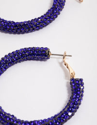 Coated Blue Crystal Wrapped Hoop Earrings - link has visual effect only