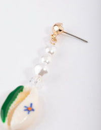 Green Flower Shell Pearl Drop Earrings - link has visual effect only