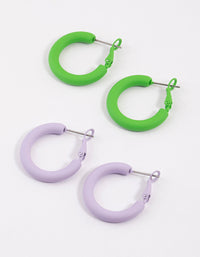 Coated Matte Thick Hoop Earrings Pack - link has visual effect only