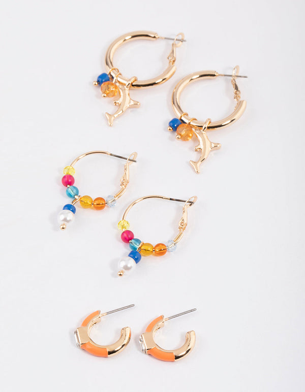 Gold Dolphin Earrings Pack