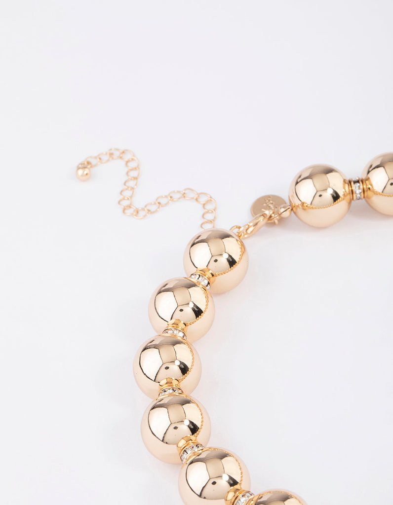 Gold Round Beaded Necklace