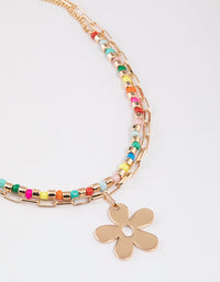 Gold Layered Beaded Flower Necklace - link has visual effect only