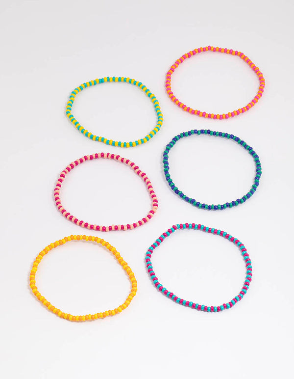 Beaded Multi Coloured Stretch Bracelet Pack