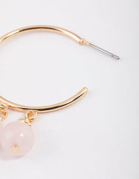 Gold Rose Quartz Beaded Hoop Earrings - link has visual effect only
