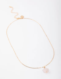 Gold Rose Quartz Flower Pendant Necklace - link has visual effect only