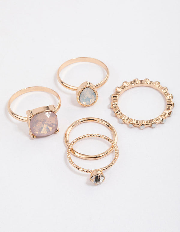 Gold Textured Shape Ring Pack