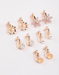 Rose Gold Pretty Garden Clip On Earrings 5-Pack - link has visual effect only