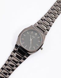Gunmetal Coloured Chunky Hexagon Link Watch - link has visual effect only