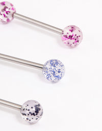 Surgical Steel Glitter Tongue Ring Pack - link has visual effect only