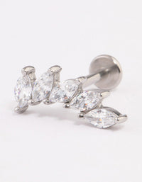 Surgical Steel Cubic Zirconia Leaf Stack Flat Back - link has visual effect only