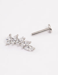 Surgical Steel Cubic Zirconia Leaf Stack Flat Back - link has visual effect only